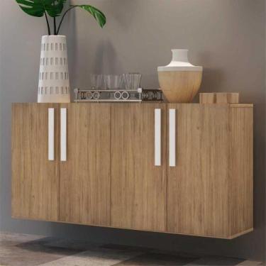 Imagem de Aparador Buffet 4 Portas Suspenso Viena Multimóveis Rustic/Branco
