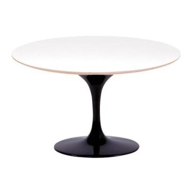 Imagem de Mesa Saarinen Oval Fórmica Branca 160x90cm - Base Preta - mgsaarinen