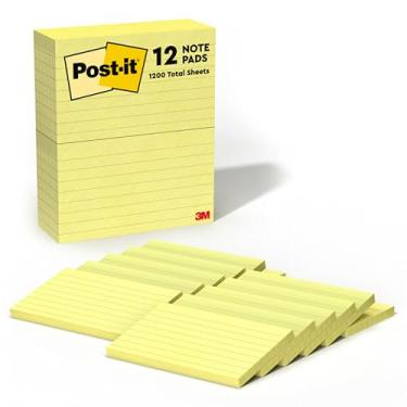 Imagem de Post-it Blocos Post-It 635Yw Originais Em Canário 3 X 5. Forrado 100 Folhas 12/Pacote Amarelo
