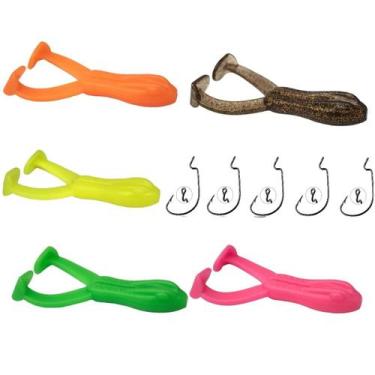 Imagem de Kit 5 Isca Artificial Sapo Soft Frog 7,5cm Sinking + 5 Anzol Offset 2/