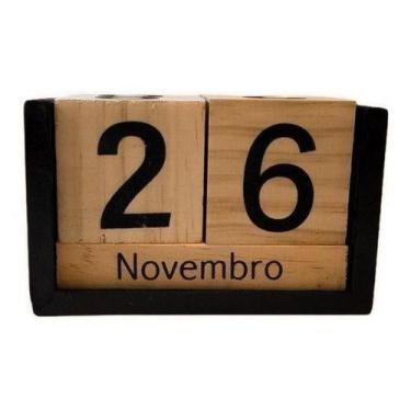 Imagem de Calendário Permanente De Madeira Decorativo 6 Peças - Nipo