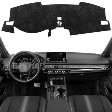 Imagem de KEYOOG Capa de painel de painel adequado para Ho-nda Civic 2022-2024 (sem modelos HUD), tapete de painel de carro, tapete antirreflexo, protetor solar antiderrapante (flanela)