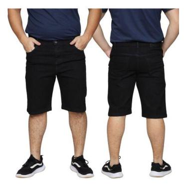 Imagem de Kit 2 Bermuda Masculina Jeans Premium Algodão Elastano Tradicional Plu