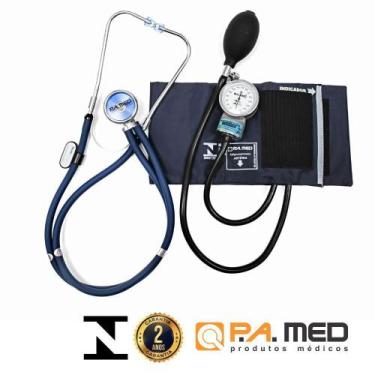 Imagem de Kit Esfigmomanômetro + Estetoscópio Rappaport Azul - PAMED - P. A. MED