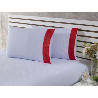 Imagem de 2 Fronhas King 60cmx80cm 100% Algodão 200 Fios Palha Barrado Jacquard 