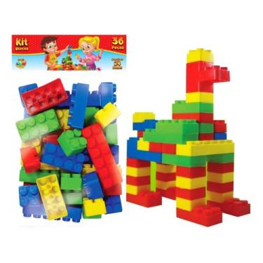 Imagem de Bloco Monta Monta 36 Pçs Grande Brinquedo Infantil Educativo - GGB Bri