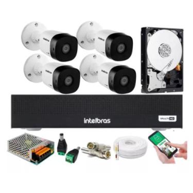 Imagem de Kit 4 Cameras Intelbras 1120b Dvr 8 CH Intelbras C/ HD 500GB