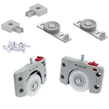 Imagem de Kit Rodizio Porta De Correr Sobrepor 50 kg JP 240 Joelini +Guia Simple