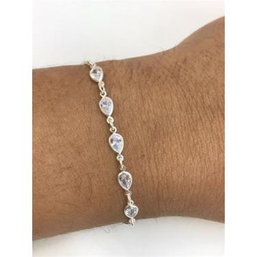 Imagem de Pulseira Feminina Gota Zirconia Prata Legitima 925 - Lojas La+Ny, 21, 