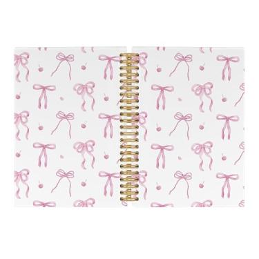 Imagem de Pugwak Caderno de diário com laço rosa Couette – Cadernos femininos modernos com fita, pautados na faculdade, para trabalho, escola, presentes para meninas, mulheres, material de escritório, caderno