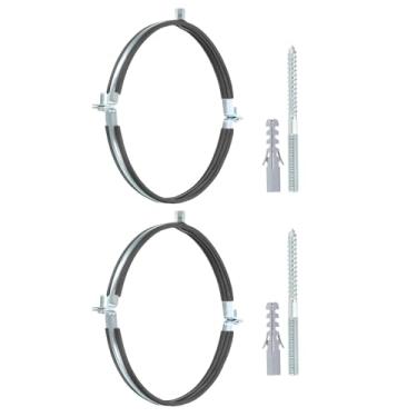 Imagem de PATIKIL 248-253 mm Gancho de tubo de anel dividido, 2 peças de suporte de tubo ajustável para serviço pesado, braçadeira de ferro galvanizado para montagem no teto com parafusos e tubo de expansão,
