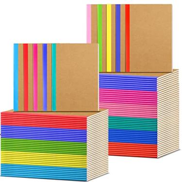 Imagem de Pacote com 100 Cadernos A5 Kraft 60 páginas Cadernos coloridos pautados cadernos capa macia composição Kraft Bloco de notas diário de viagem diário diário de viagem para meninas, estudantes, viajantes, escritório, materiais escolares