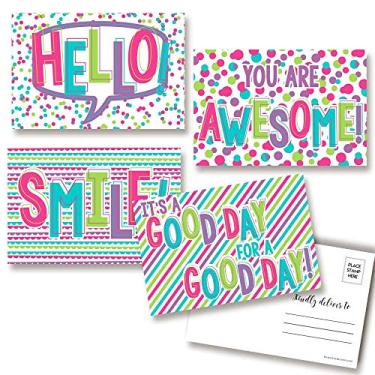 Imagem de It's A Great Day! Cartões postais em branco para crianças enviarem aos amigos, rosa e roxo total de 20 cartões de 10 x 15 cm (5 de cada design) por AmandaCreation