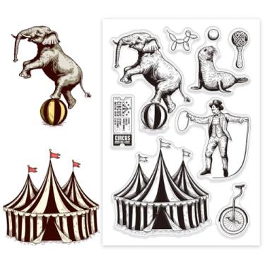 Imagem de CHGCRAFT Carimbos transparentes de animais de circo, personalizados, selos transparentes de silicone, pôster de elefante, selos transparentes para fazer álbuns de fotos faça-você-mesmo, cartões