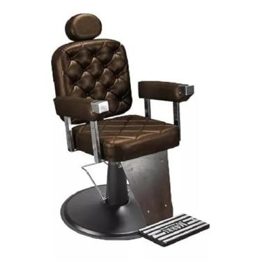 Imagem de Cadeira de Barbeiro Marri Dubai, Cadeira Giratória e Reclinável para Barbearia e Salão de Beleza, Estrutura em Aço Reforçado, Estofamento Premium, Base em Metal e Apoio para Pés (Marrom Croco)