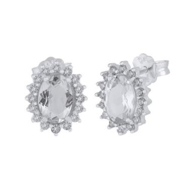 Imagem de Brinco de Prata Coleção Queens Cristal 5x7 e Zircônias Brancas - Conve