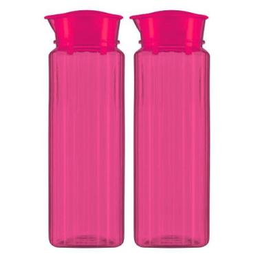 Imagem de 2 Jarra Garrafa De Água Suco Geladeira Tampa Higiênica 1,2lt - Bandeir