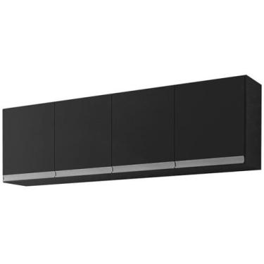 Imagem de Armario Aereo 160 cm 4 Portas Andreia Preto REAJL Moveis, Preto