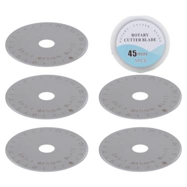 Imagem de 5 Pcs 45mm Liga de Aço Rotativo Cortador Lâminas, Lâmina de Substituição Cortador Rotativo Wih Plástico Armazenamento Caso Corte Sem Esforço, Liga de Aço para Quilting, Crafting,