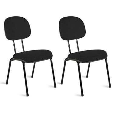 Imagem de Kit 2 Cadeiras Secretária Fixa Pé 7/8 Estofada Preta, Confortável e Resistente, com Estrutura Robusta e Design Moderno - Escritex
