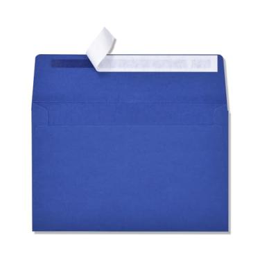 Imagem de Envelopes de convite em branco A9 de 14 x 21 cm, pacote com 50 - Envelopes autoselados azuis para convites, cartões comemorativos, artigos de papelaria e correspondência (destacar e selar)