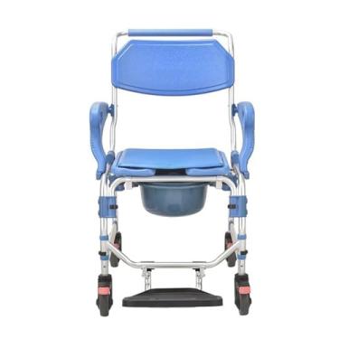 Imagem de Cadeira cômoda para cadeira de rodas de chuveiro de quarto, cadeira de banheiro com braços dobrável, cadeira de transporte de cômoda com rodas, cadeira de rodas de chuveiro cômoda para idosos e