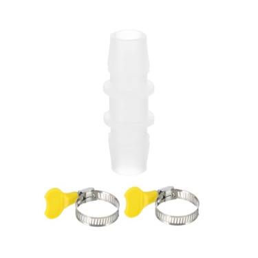 Imagem de PATIKIL Conector de mangueira de drenagem, máquina de lavar, adaptador de extensão de mangueira de drenagem de plástico com 2 braçadeiras para ar condicionado de 0,51 a 0,59 polegadas, máquina de