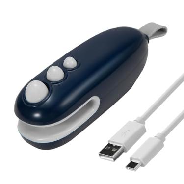 Imagem de Mini seladora de bolsa, seladora e cortador térmico 2 em 1, seladora portátil recarregável por USB-C, seladora de armazenamento a vácuo de alimentos para sacos de chips (azul)