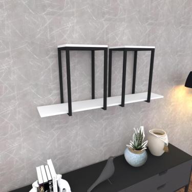 Imagem de Prateleira Industrial Suspensa Estante Parede Nicho Branco Cozinha Escritorio Sala Quarto Infantil