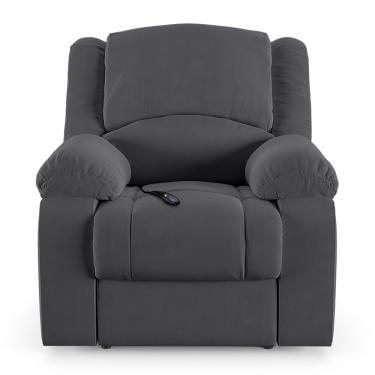 Imagem de Poltrona Do Papai Reclinável Sala De Cinema Barcelona Controle Elétrico Usb Veludo Cinza Grafite