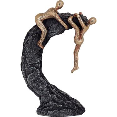 Imagem de Escultura Decorativa Estátua Enfeite Resina 22x15x5 Dourado