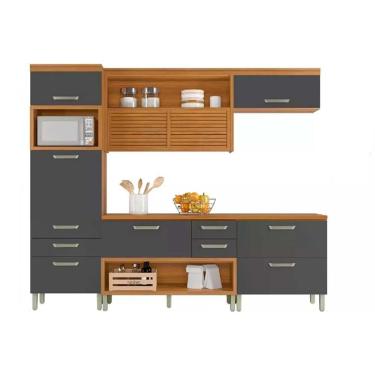 Imagem de Kit Cozinha Modulada 4 Peças Princesa 1 Aéreo + 2 Balcões + 1 Paneleiro C6p59 Freijó Grafite