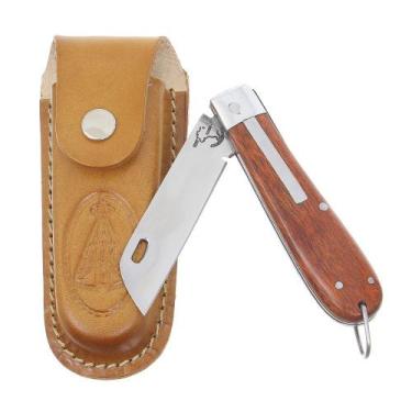 Imagem de Canivete em Aço Inox e Cabo de Madeira com Bainha Nossa Senhora Rodeo 