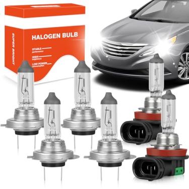 Imagem de OQSNCV Kit De Lâmpadas Halógenas Para Faróis Neblina H7, Ideal Hyundai Sonata 2011, 2012, 2013 E 2014, Farol Alto + Baixo H8/H9/H11, Pacote Com 6