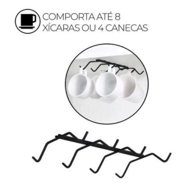 Imagem de Organizador Porta Xícara Caneca 8 Ganchos Aço Fixo Armário - DICARLO, 