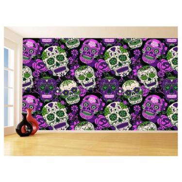 Imagem de Papel De Parede 3D Textura Caveiras Mexicanas 3,5M Txt207 - Você Decor