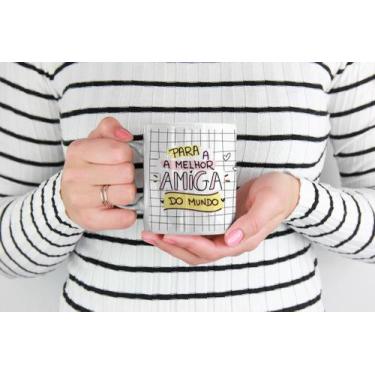 Imagem de Caneca Cerâmica Branca Para a Melhor Amiga do Mundo - Caneca Amarela