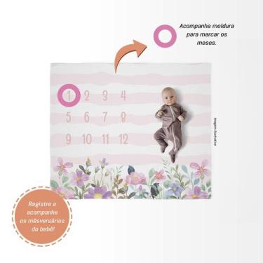 Imagem de Tapete Cenário para fotos Mesversário Flores 1,25mx1,45m - PRESENTE-BR