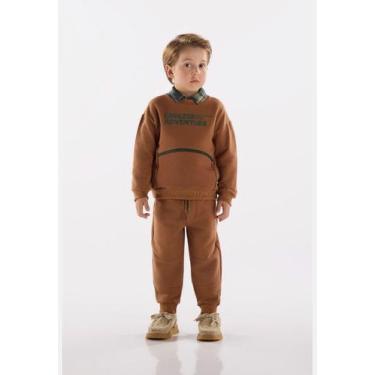 Imagem de Conjunto para Menino com Blusa e Calça em Moletom Felpado Up Baby, Mar
