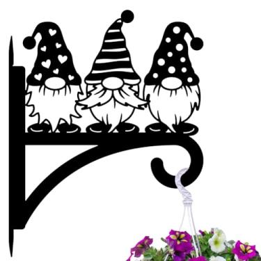 Imagem de peacoblue Ganchos de ferro para pendurar plantas internas ao ar livre, vasos de samambaia, lanterna, alimentador de pássaros, suporte de parede de metal resistente a intempéries de 30,5 x 35,5 cm para