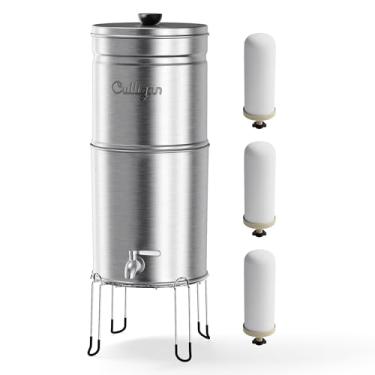 Imagem de Culligan com tecnologia MaxClear Sistema de filtro de água por gravidade de 3 galões, filtro de água de cerâmica de bancada escovada, certificado NSF/ANSI para reduzir chumbo, microplásticos e PFAS