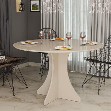 Imagem de Mesa de Jantar Redonda Elisa 4 Lugares 80x80 Base em X em Mdf - Off Wh