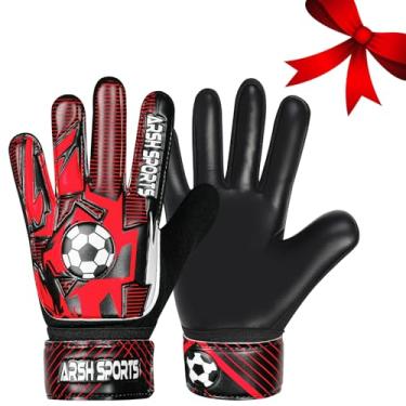 Imagem de Arsh Sports Luvas De Goleiro Futebol Para Crianças, Juvenil, Meninos E Meninas, Palma Látex 4 Mm, Antiderrapante, Proteção Dupla Pulso Super Gip (Preto Vermelho, Tamanho 3, Adequado Crianças 5 A 6 A