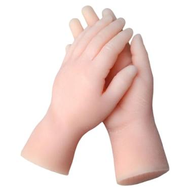 Imagem de 1 par de manequim realista de silicone infantil mão falsa, exibição de pintura de joias, ensino, arte, esboço, fantasia de Halloween, próteses