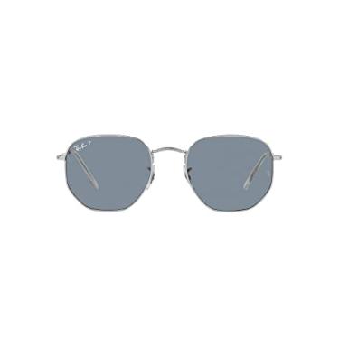 Imagem de Óculos de Sol Ray-Ban Polarizado Hexagonal 0RB3548N 003/02 Tam 51 / Prata - Lentes Azul
