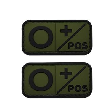 Imagem de Ruoming 2 peças externas 3D PVC borracha macia tipo sanguíneo médico, crachá de gancho de resgate, emblema de moral, acessório DIY (verde O+)