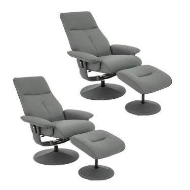 Imagem de Kit 2 Poltronas Reclinável de Massagem com Apoio de Pés e Giratória De