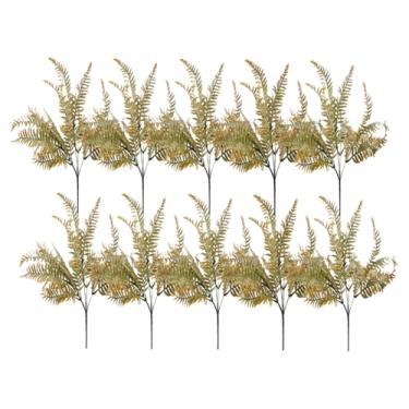 Imagem de 10 peças de plástico simulação de plantas verdes caules e folhas, decoração de arranjo de flores para casa Gypsophila buquê de eucalipto