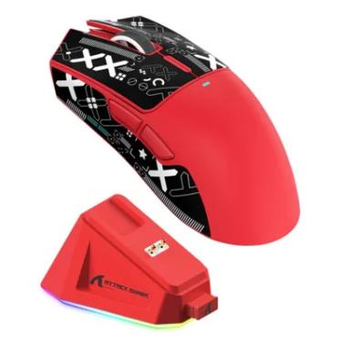 Imagem de Mouse Gamer Attack Shark X11, Red, 22000dpi, RGB, Tri-mode