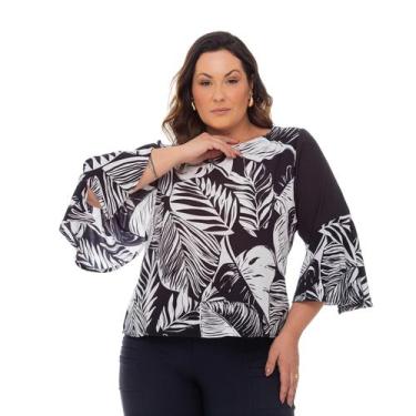 Imagem de Blusa Feminina Plus Size Leve Manga Flare GG Ao G2 - Gatta Fashion, GG